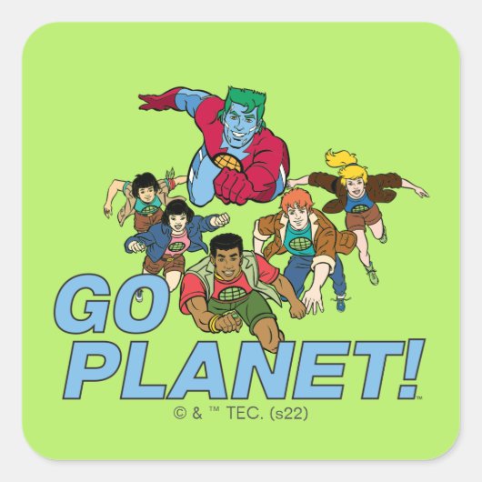 Kapitein Planet en de Planeteers - Ga Planet! Vierkante Sticker (Voorkant)
