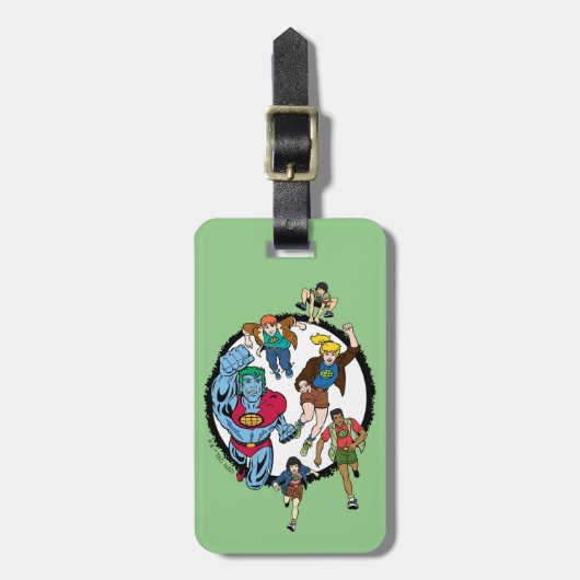 Kapitein Planet en Planeteers Circle Graphic Bagagelabel (Voorkant verticaal)