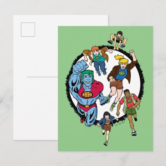 Kapitein Planet en Planeteers Circle Graphic Briefkaart (Voorkant / Achterkant)