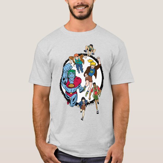 Kapitein Planet en Planeteers Circle Graphic T-shirt (Voorkant)