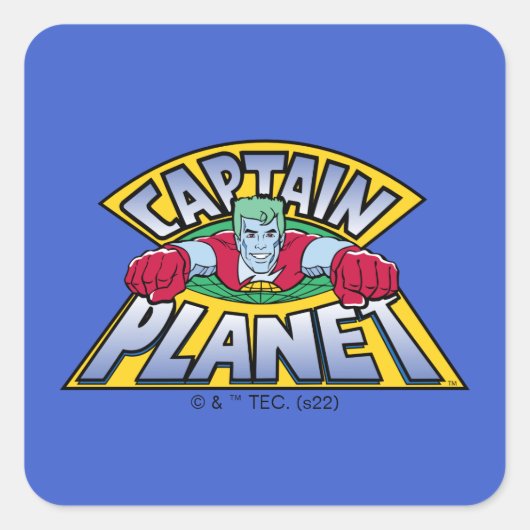 Kapitein Planet Logo Vierkante Sticker (Voorkant)