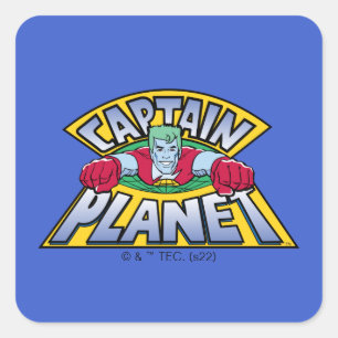 Kapitein Planet Logo Vierkante Sticker
