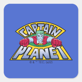 Kapitein Planet Logo Vierkante Sticker