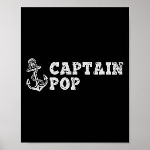 Kapitein Pop Zeilen Varend Vintage Boot Anker Fu Poster