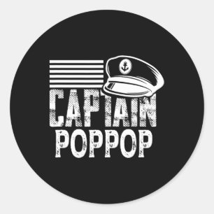 Kapitein Poppop - Zeilend Kapiteinshoed Boot Eigen Ronde Sticker