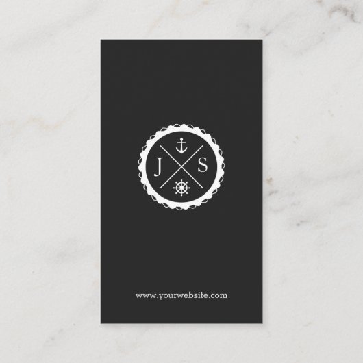 Kapitein - Retro Nautical Monogram Visitekaartje (Achterkant)