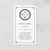 Kapitein - Retro Nautical Monogram Visitekaartje (Voorkant)