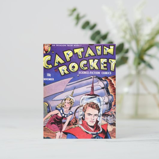 Kapitein Rocket Comic Briefkaart (Staand voorkant)