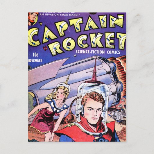 Kapitein Rocket Comic Briefkaart (Voorkant)