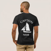 Kapitein Sailor Name Sjabloon Mannen Black T-Shirt (Achterkant volledig)