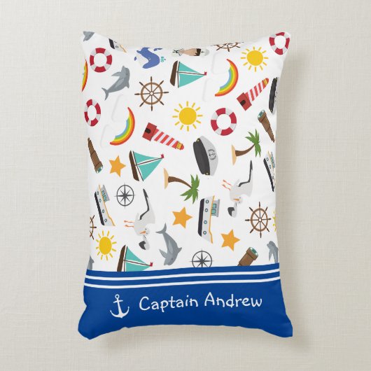 Kapitein Sailor Nautical van Young Boy Accent Kussen (Voorkant(Verticaal))