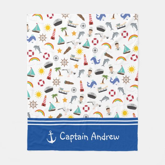 Kapitein Sailor Nautical van Young Boy Fleece Deken (Voorkant)