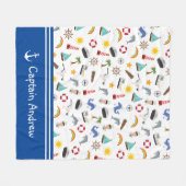 Kapitein Sailor Nautical van Young Boy Fleece Deken (Voorkant (Horizontaal))