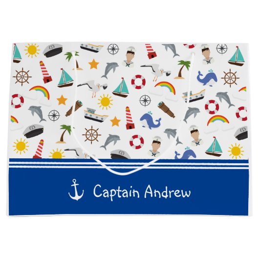 Kapitein Sailor Nautical van Young Boy Groot Cadeauzakje (Voorkant)