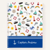 Kapitein Sailor Nautical van Young Boy Notitieboek (Voorkant)