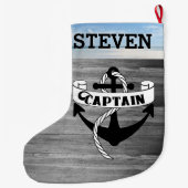 Kapitein Sailor Sailor Beach Name Nautical Grote Kerstsok (Achterkant)