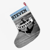 Kapitein Sailor Sailor Beach Name Nautical Grote Kerstsok (Achterkant (Hangend))