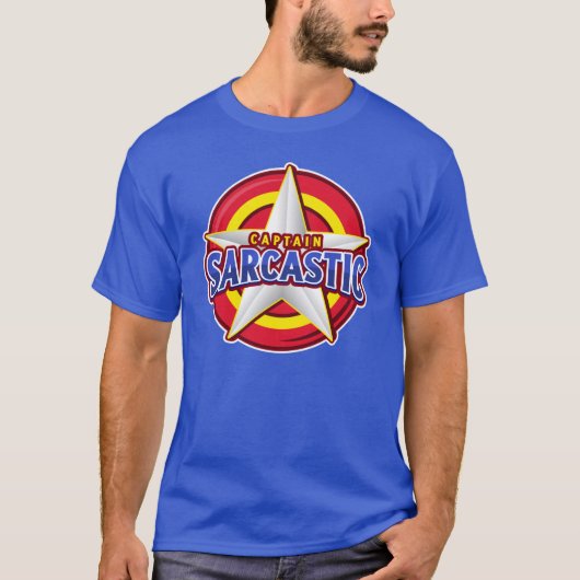 Kapitein Sarcastic Super Hero Style T-Shirt (Voorkant)