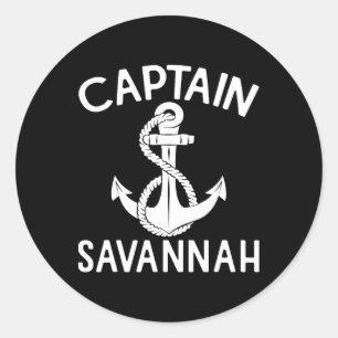 Kapitein Savannah Jacht Varend Schip Anker Boot Ronde Sticker