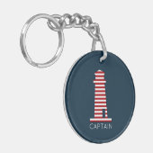 KAPITEIN Scheepvaart Vuurtoren Rood Wit Blauw Sleutelhanger (Voorkant Links)