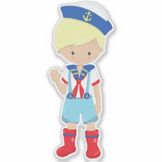 Kapitein, schipper, blond haar, klettenjongen sticker (Voorkant)