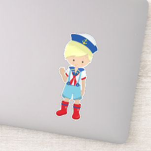 Kapitein, schipper, blond haar, klettenjongen sticker