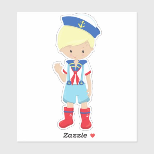 Kapitein, schipper, blond haar, klettenjongen sticker (Vel)