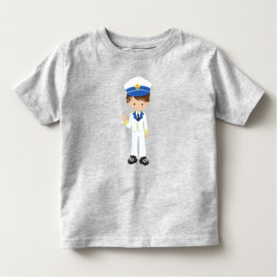 Kapitein, schipper, bruin haar, luike jongen kinder shirts