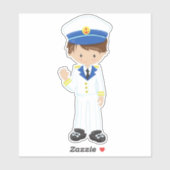 Kapitein, schipper, bruin haar, luike jongen sticker (Vel)