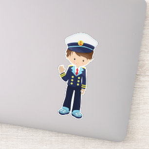 Kapitein, schipper, klettenjongen, bruine haar sticker