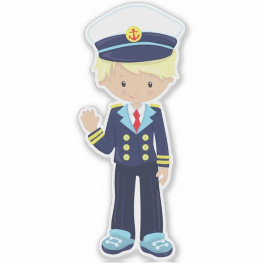 Kapitein, schipper, klootzak, blond haar sticker (Voorkant)