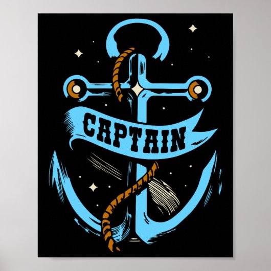 Kapitein schipper schip liefhebber boot eigenaar poster (Voorkant)