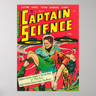 Kapitein Science komische boekomslag Poster