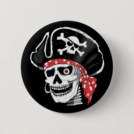 Kapitein Skull Pirate Ronde Button 5,7 Cm (Voorkant)