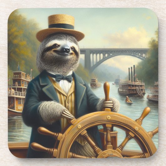 Kapitein Sloth Riverboat Bier Onderzetter (Voorkant)
