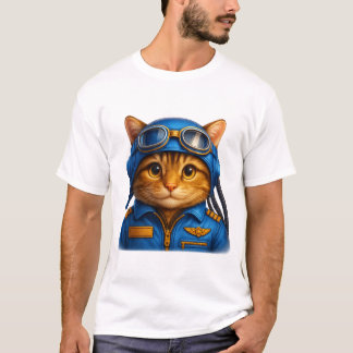 "Kapitein Snorharen" - Cute Pilot Kat T-shirt