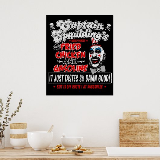 Kapitein Spaulding Fried Chicken Gasoline Poster (Keuken)