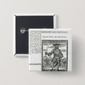 Kapitein Teach, Alias Black Beard Vierkante Button 5,1 Cm (Voorkant /achterkant)
