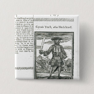 Kapitein Teach, Alias Black Beard Vierkante Button 5,1 Cm