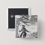 Kapitein Teach, gewoonlijk Blackbeard genoemd Vierkante Button 5,1 Cm (Voorkant /achterkant)