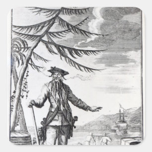 Kapitein Teach, gewoonlijk Blackbeard genoemd Vierkante Sticker