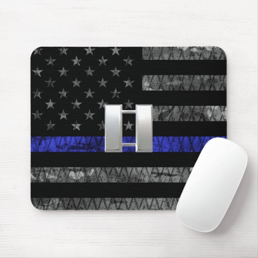 Kapitein Thin Blue Line Distress Vlag Muismat (Met muis)