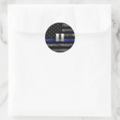 Kapitein Thin Blue Line Distress Vlag Ronde Sticker (Tas)
