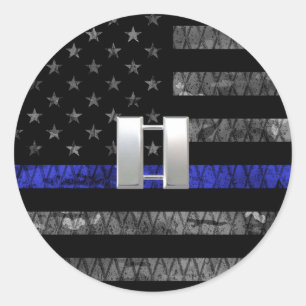 Kapitein Thin Blue Line Distress Vlag Ronde Sticker