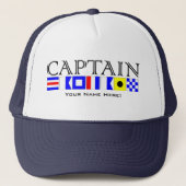 Kapitein Title in Nautical Signal Flags Jouw naam Trucker Pet (Voorkant)