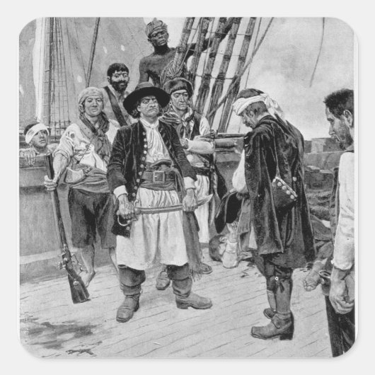 Kapitein Tongrelow nam de grootste, illustratie Vierkante Sticker (Voorkant)