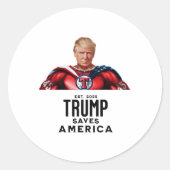 Kapitein Trump redt Amerika Ronde Sticker (Voorkant)