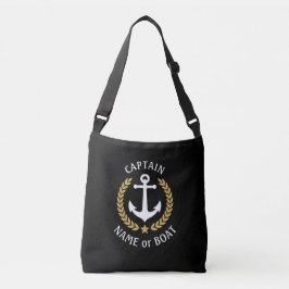 Kapitein Uw Boat Naam Anchor Gold Laurel Black Crossbody Tas