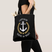 Kapitein Uw Boat Naam Anchor Gold Laurel Black Tote Bag (Dichtbij)