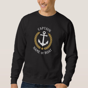 Kapitein Uw Boat Naam Anchor Gold Laurel Star Trui